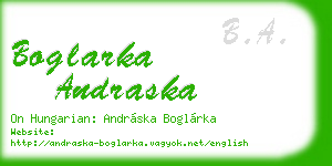 boglarka andraska business card